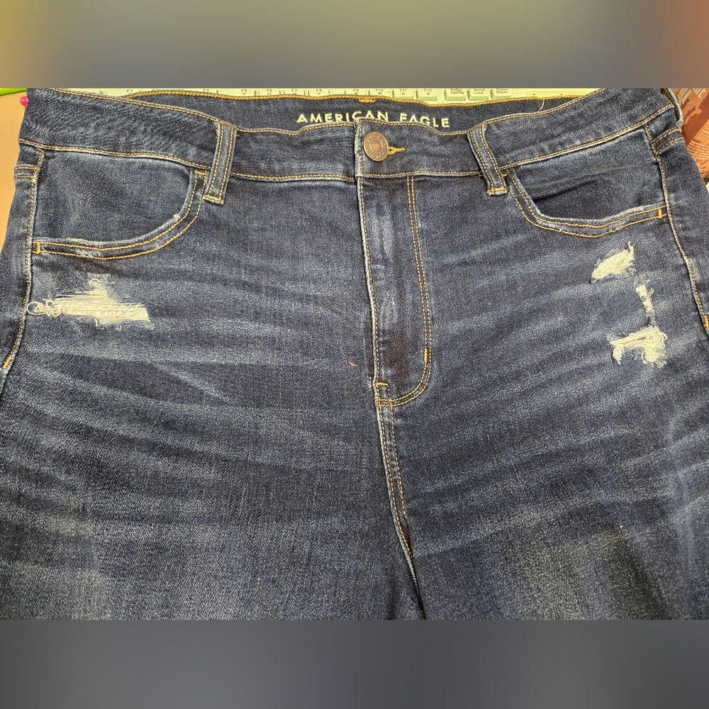 American Eagle Outfitters Dark Wash Distressed Jeggings